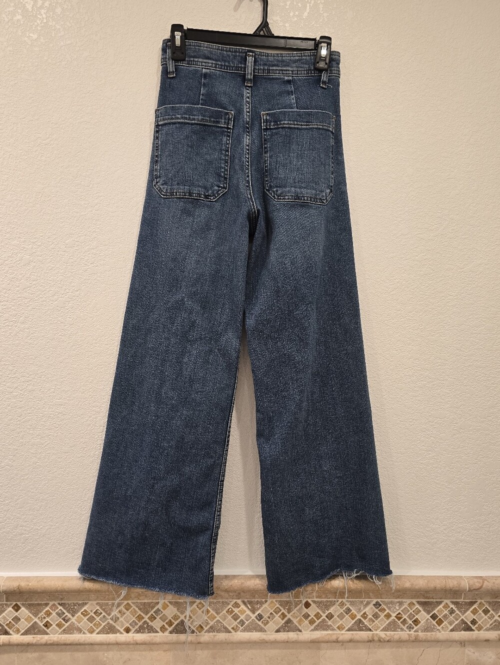Zara Wide Leg High Rise Blue Jeans 4 - Picture 2 of 7